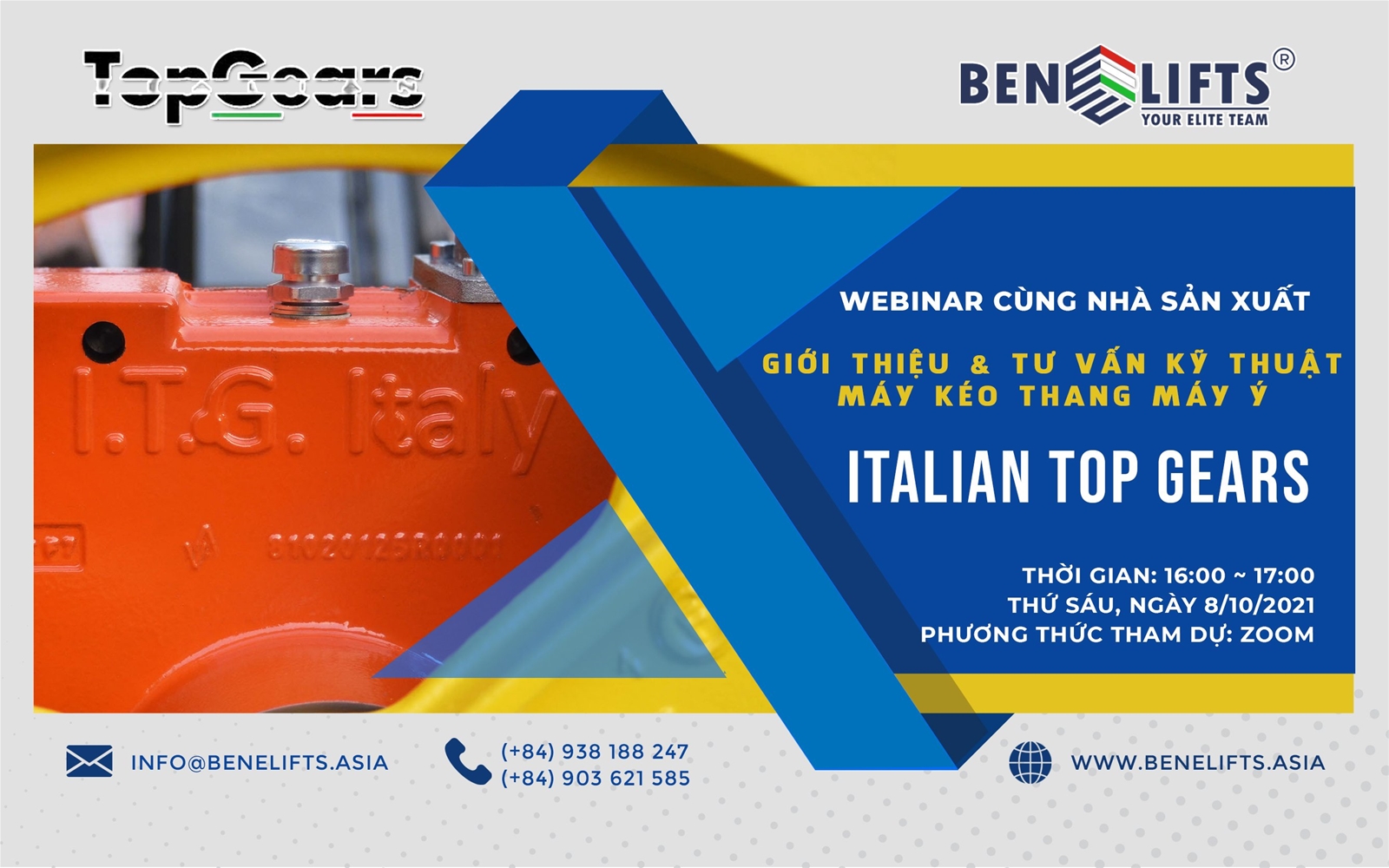 Webinar máy kéo thang máy Italian Top Gears