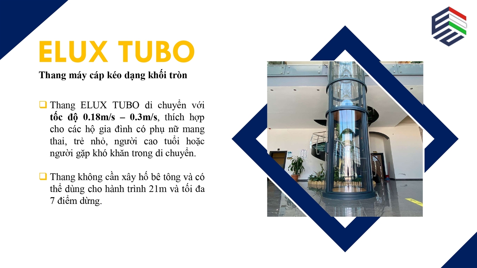 Thang gia đình Elux Tubo