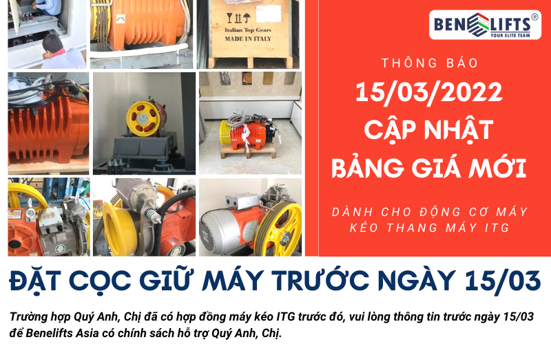 Thông báo giá máy kéo thang máy Italian Top Gears